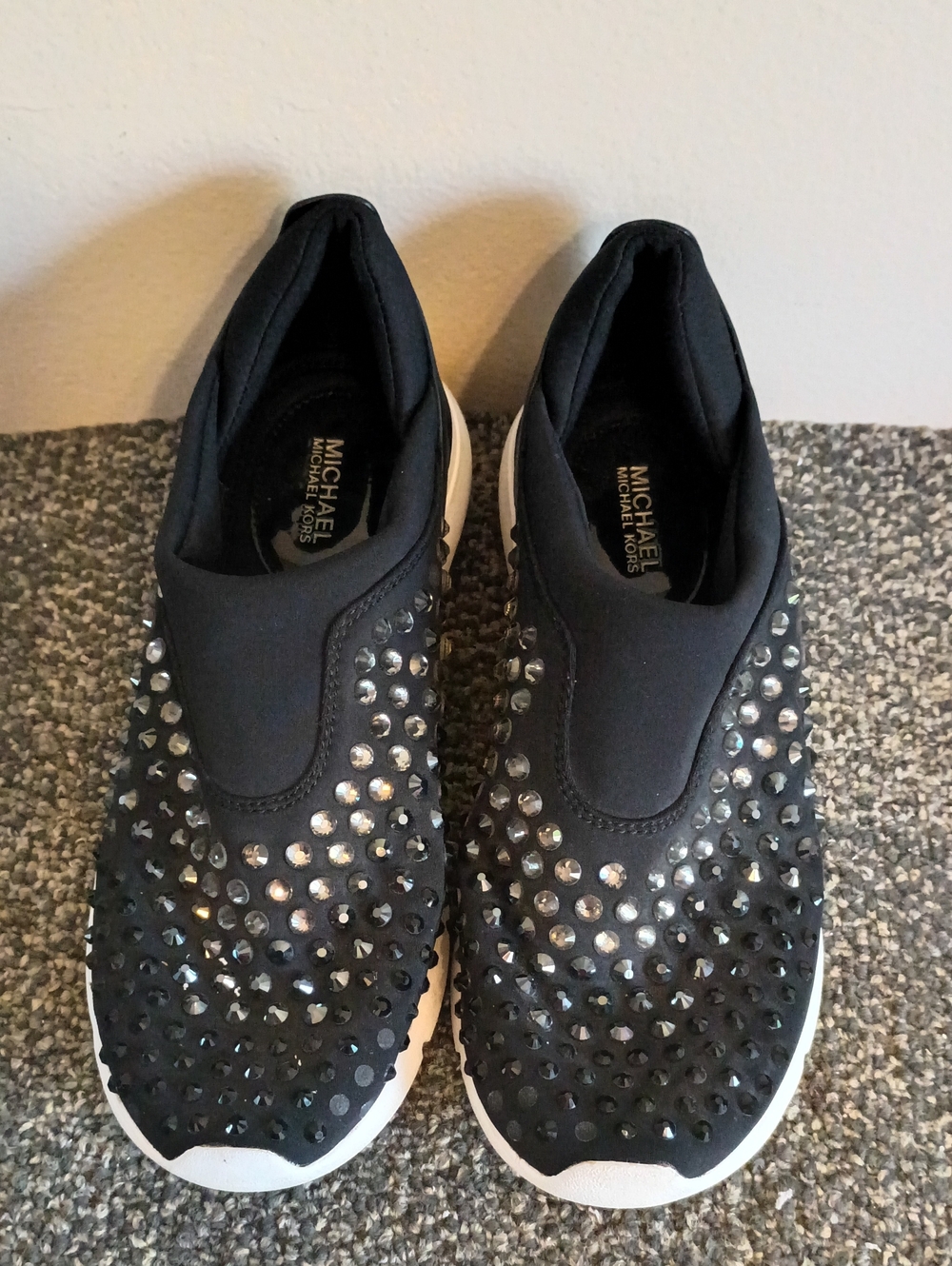Michael Kors Black Slip-On Sneaker with Crystal Embellishments Size 6
